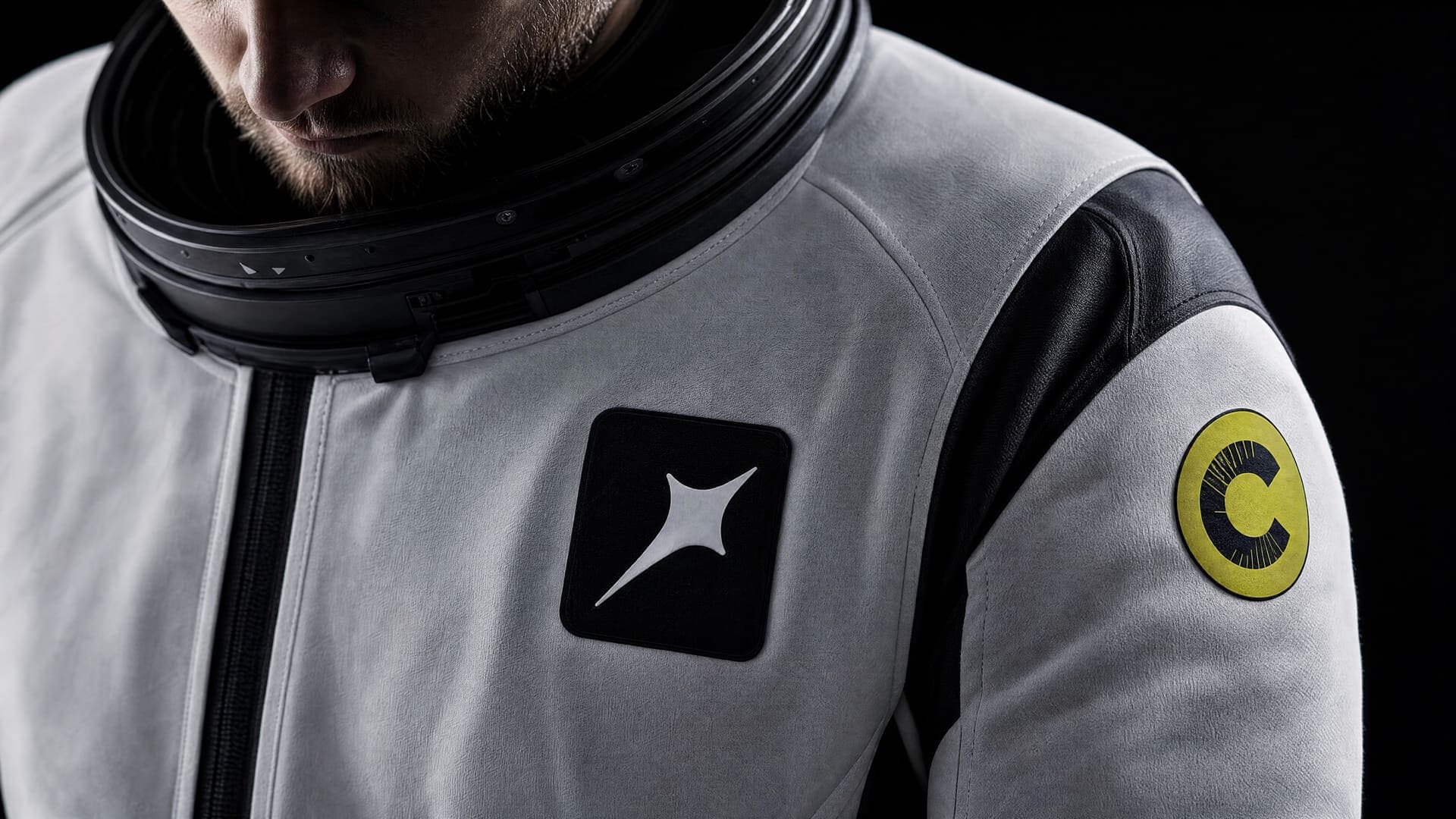 The supanova suit: the stellar symbol on the chest, the Canton mark on the shoulder